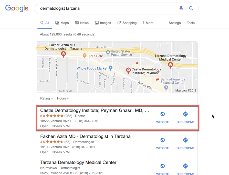 Curogram customer google search results example from reputation management
